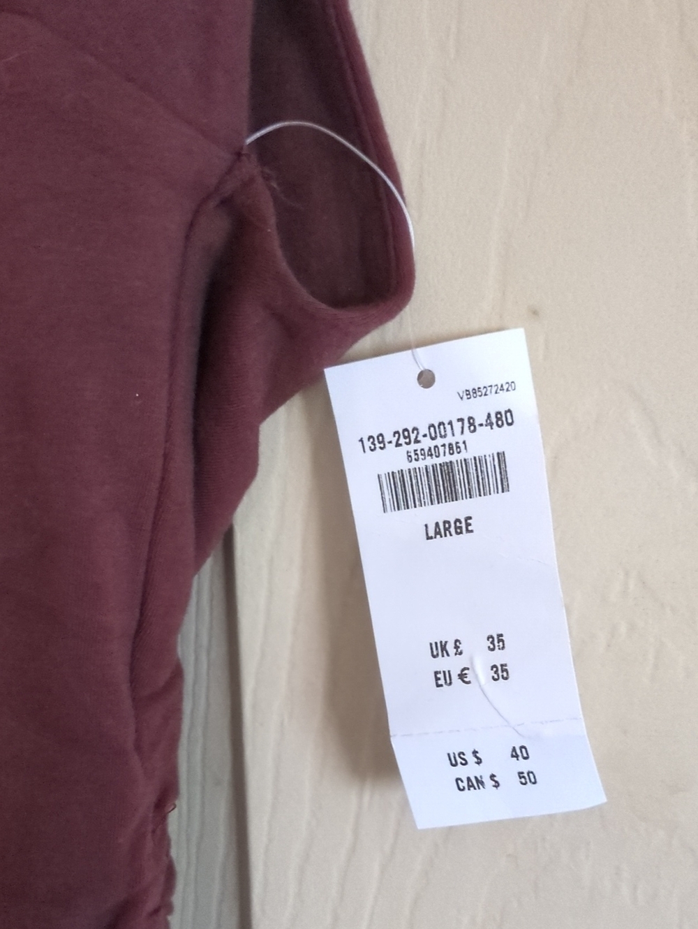 NWT Abercrombie & Fitch Large Ava (Portrait Neck) Top- Deep Plum Color - Picture 3 of 5